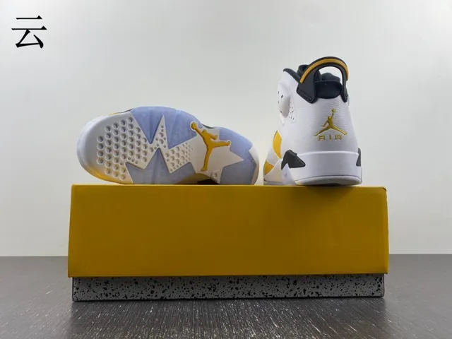 Air Jordan 6 White Yellow Black Light Blue Basketball Shoes 8