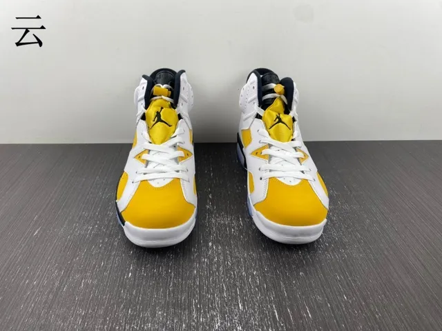 Air Jordan 6 White Yellow Black Light Blue Basketball Shoes 12
