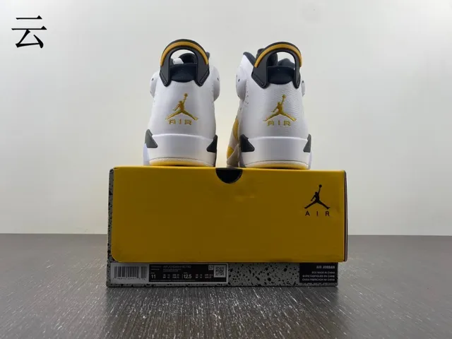 Air Jordan 6 White Yellow Black Light Blue Basketball Shoes 14