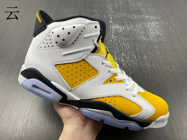Air Jordan 6 White Yellow Black Light Blue Basketball Shoes 15