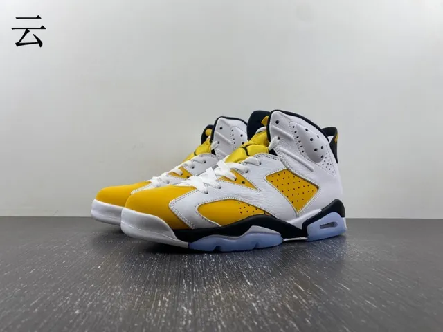 Air Jordan 6 White Yellow Black Light Blue Basketball Shoes 17