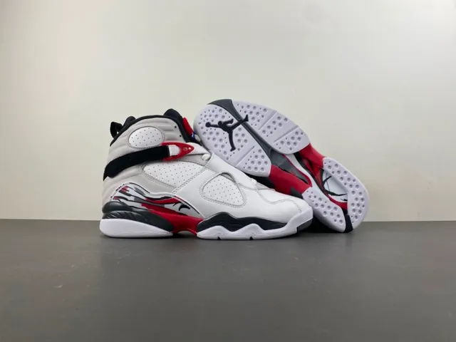 Air Jordan 8 White Black Red Basketball Shoes 12