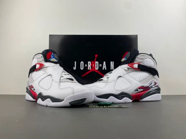 Air Jordan 8 White Black Red Basketball Shoes 13