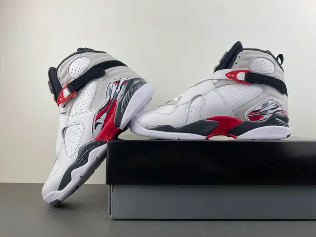 Air Jordan 8 White Black Red Basketball Shoes 14