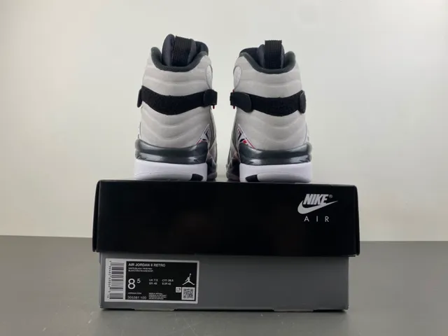 Air Jordan 8 White Black Red Basketball Shoes 17
