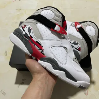 Air Jordan 8 White Gray Red Basketball Shoes