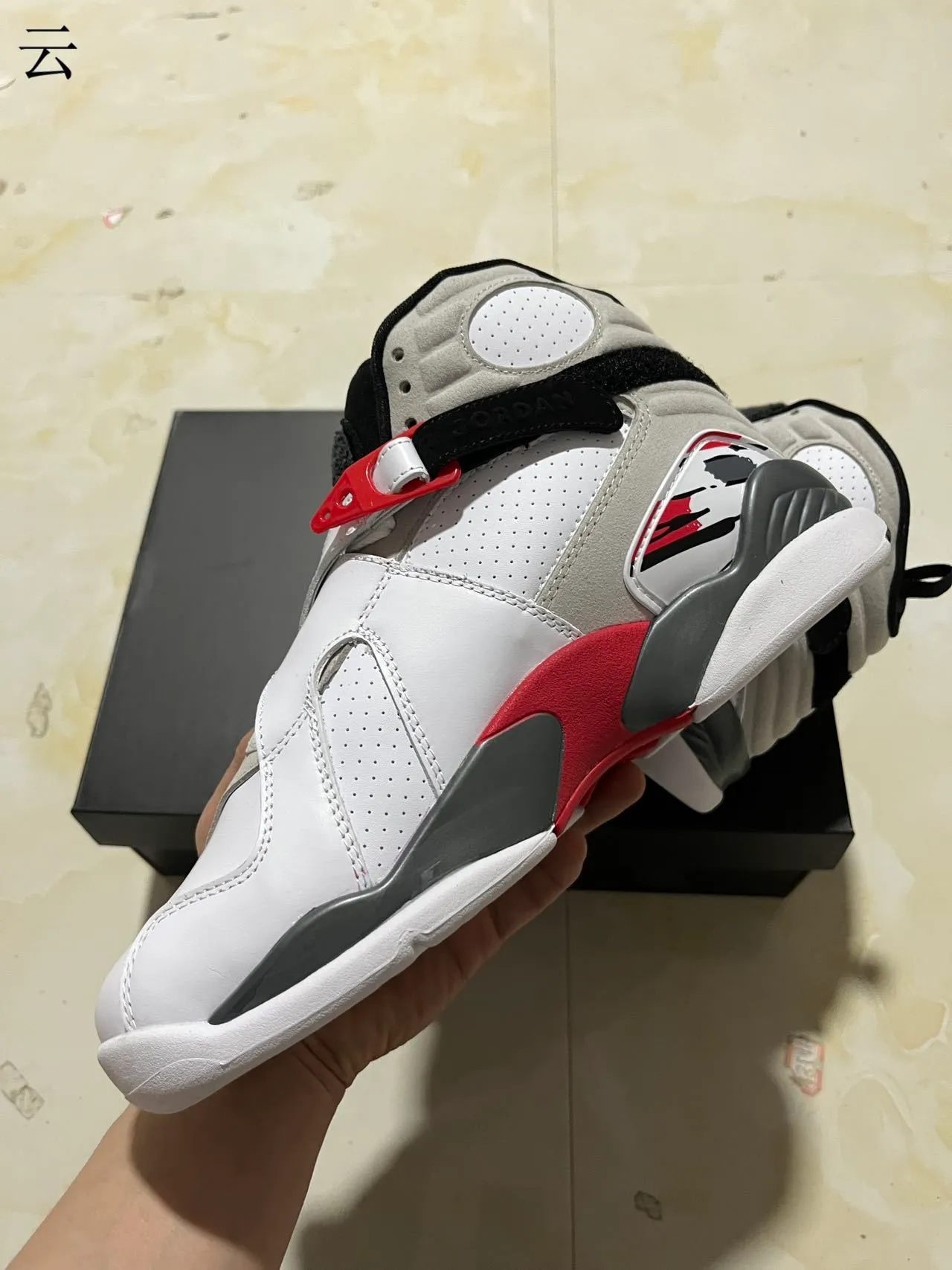 Air Jordan 8 White Gray Red Basketball Shoes 5