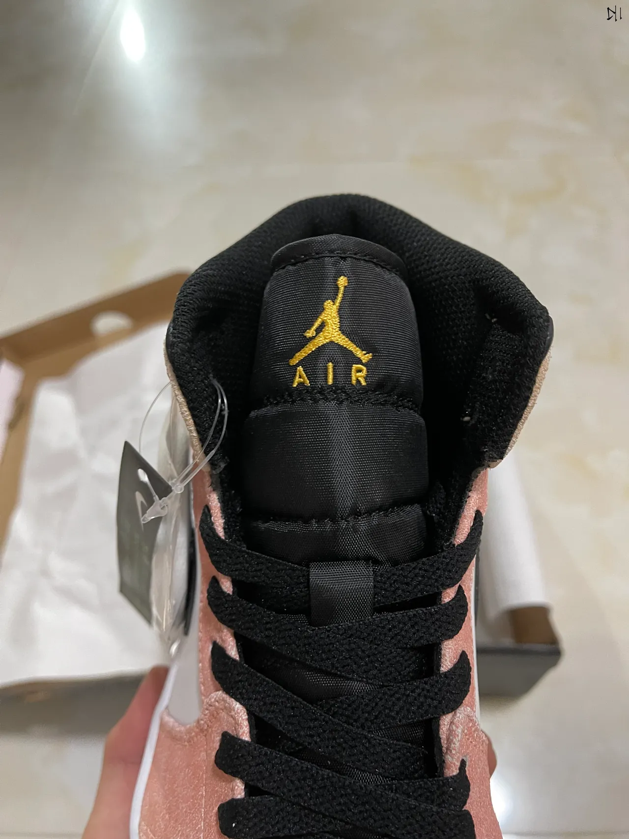 Air Jordan Beige Pink High-Top Suede-Leather Mix Basketball Shoes 4