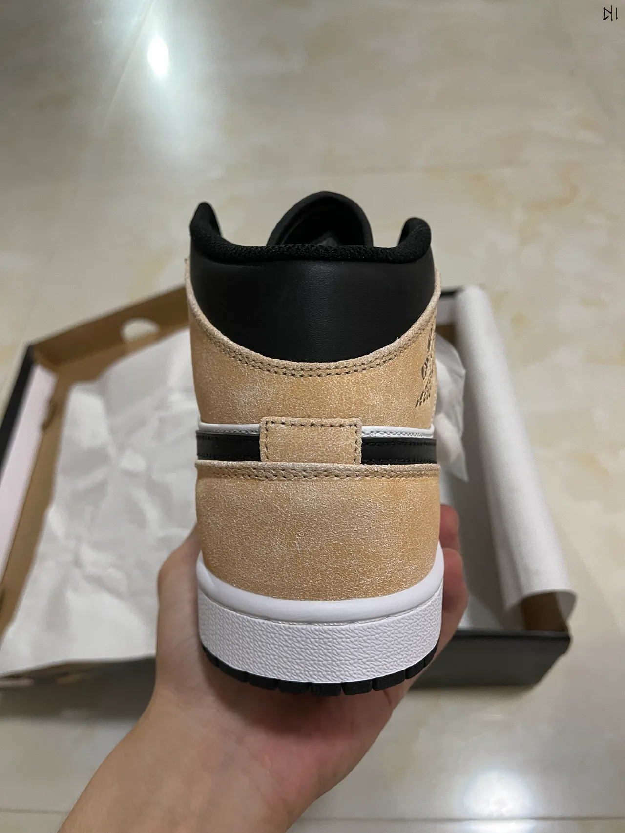 Air Jordan Beige Pink High-Top Suede-Leather Mix Basketball Shoes 7