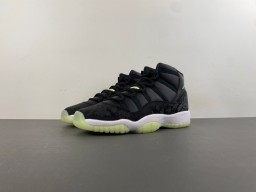 Air Jordan Black Green High-Top Silhouette Layered And Gray Upper Basketball Shoes 11