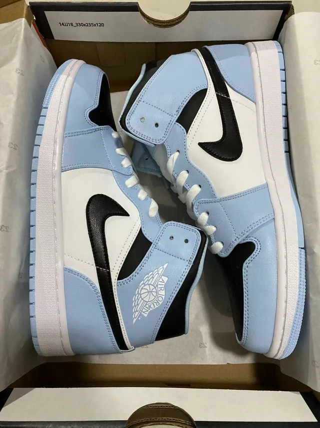 Air Jordan Blue Black High-Top Leather-Paneled Basketball Shoes 8