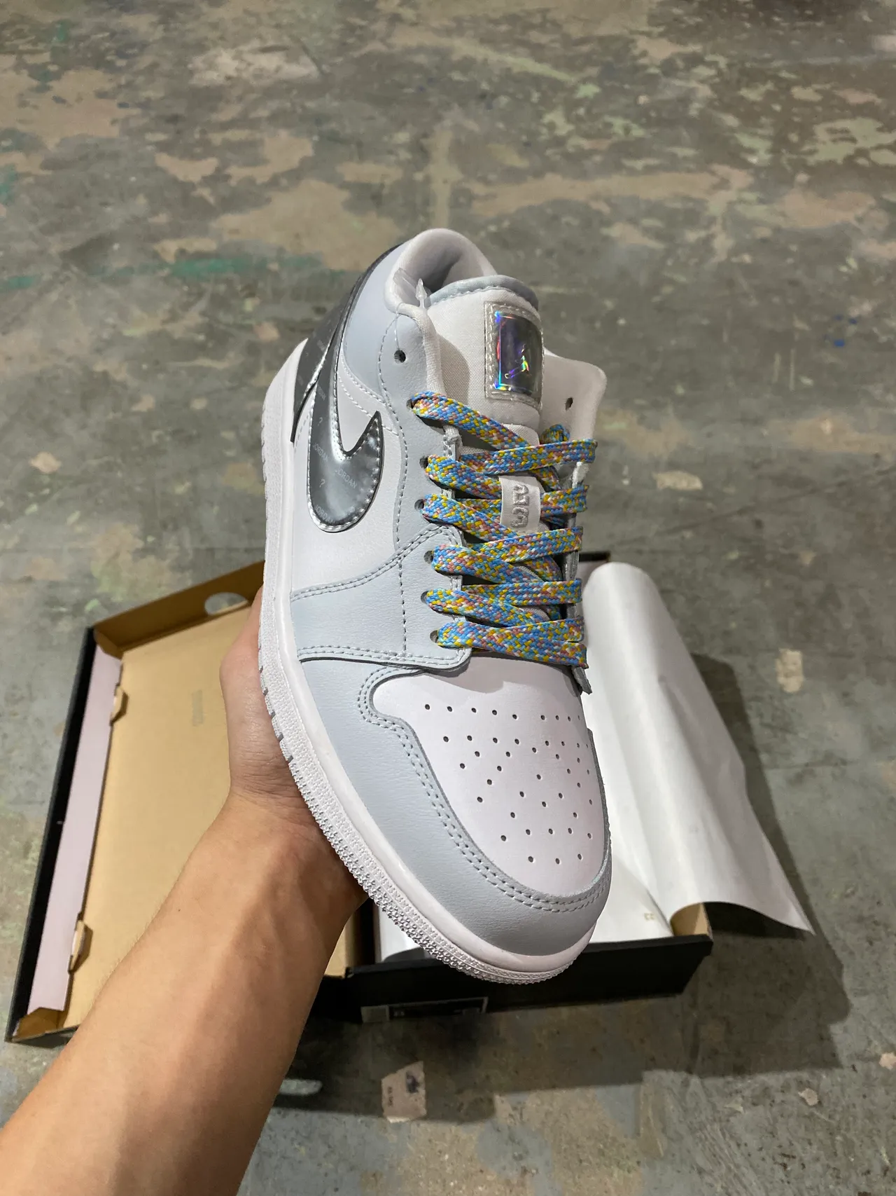 Air Jordan Gray Silver Low-Top Metallic Accents Lifestyle Sneakers 2