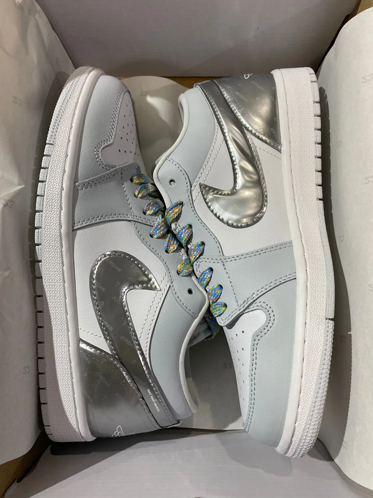 Air Jordan Gray Silver Low-Top Metallic Accents Lifestyle Sneakers 6