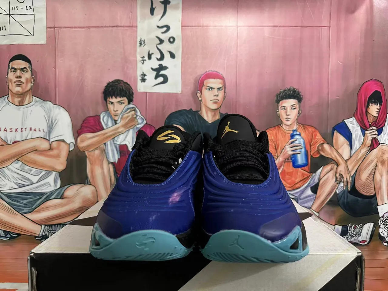 Air Jordan ISOLETS حذاء كرة السلة أسود أزرق ملكي سماوي 3