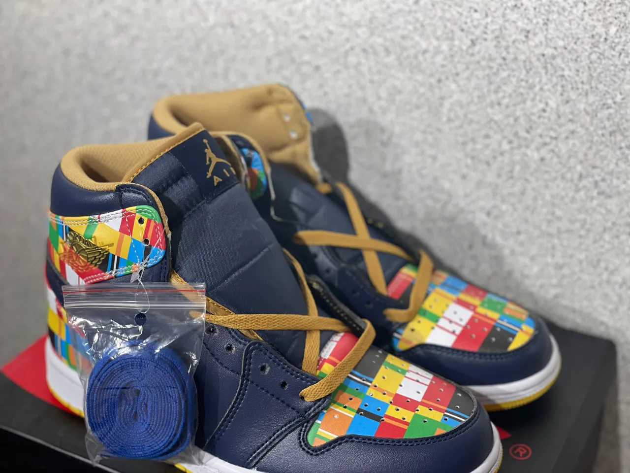 Air Jordan Navy Multicolor High-Top Leather Upper Basketball Shoes 3