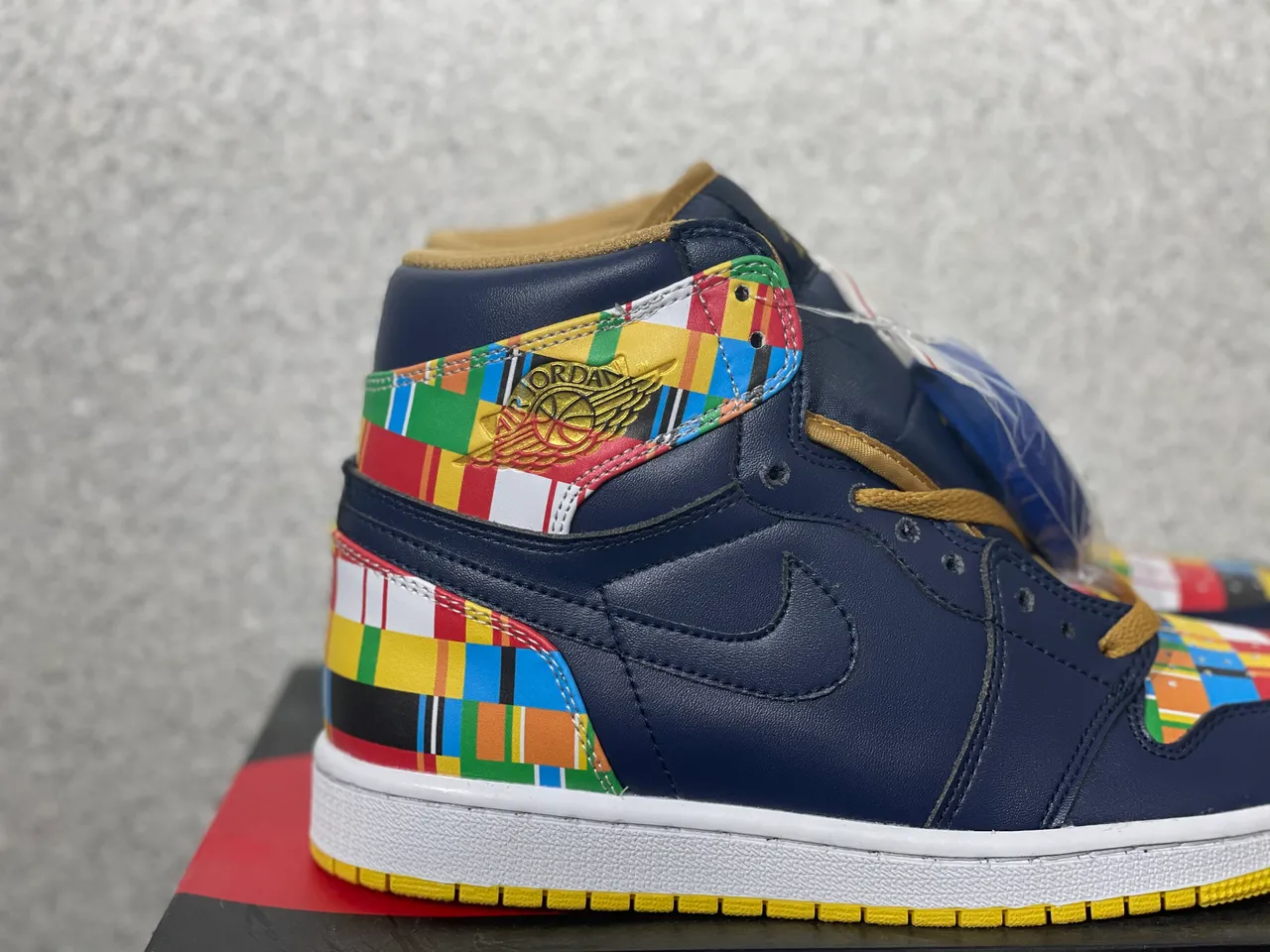 Air Jordan Navy Multicolor High-Top Leather Upper Basketball Shoes 4