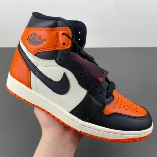 Air Jordan Orange Black High-Top Leather And Synthetic Upper Basketball Shoes