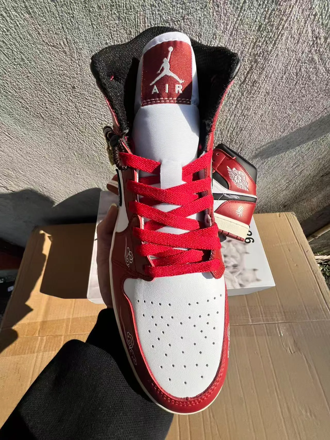 Air Jordan Red White High-Top Leather Upper Basketball Shoes 4