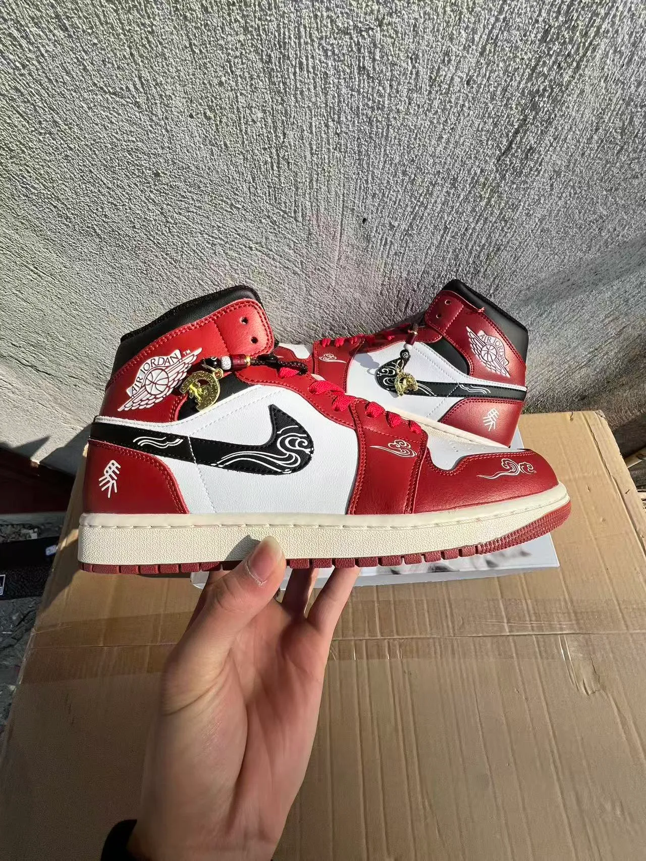 Air Jordan Red White High-Top Leather Upper Basketball Shoes 8