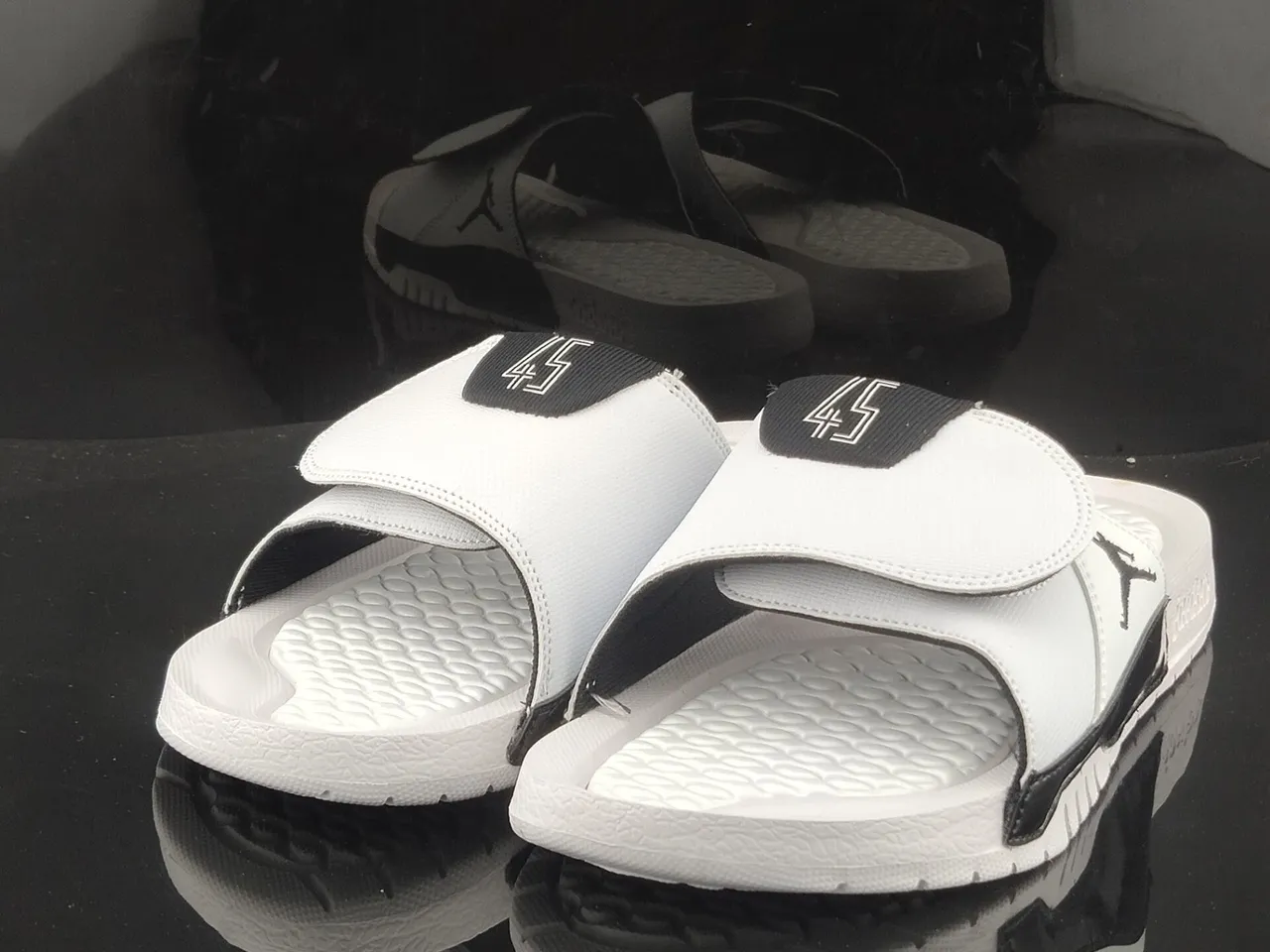 Air Jordan Slide 45 White Gray Black Slippers 2