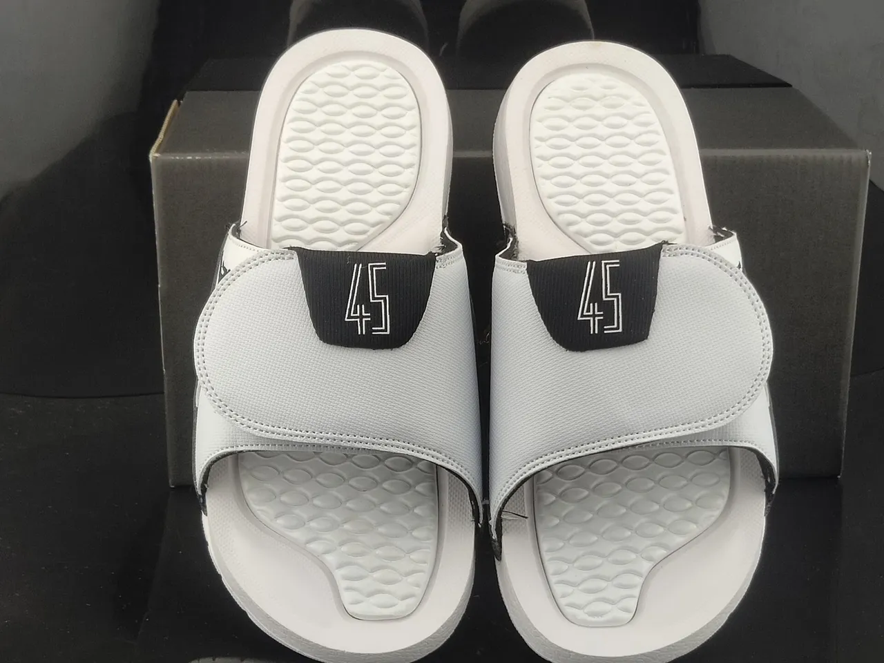 Air Jordan Slide 45 White Gray Black Slippers 5