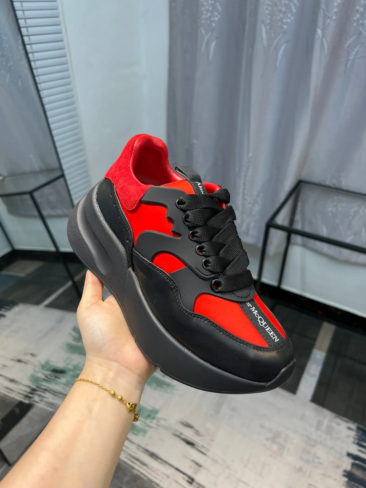 Alexander McQueen Oversized Sneaker Black and Red Chunky Sneakers 6