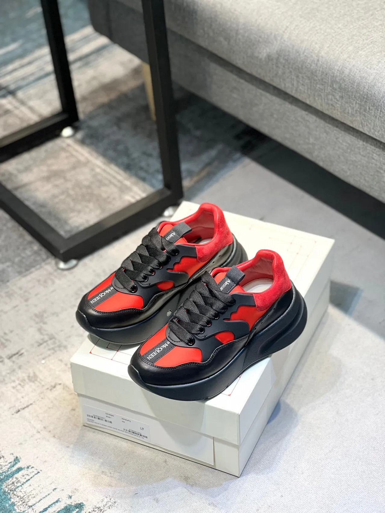 Alexander McQueen Oversized Sneaker Black and Red Chunky Sneakers 7