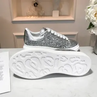 Alexander McQueen Oversized Sneaker Silver Glitter Lifestyle Sneakers