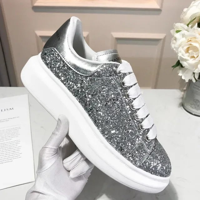 Alexander McQueen Oversized Sneaker Silver Glitter Lifestyle Sneakers 4