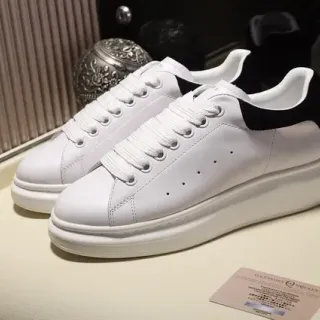 Alexander McQueen Oversized Sneaker White Black Platform Sole Perforated Leather Toe Lifestyle Sneakers