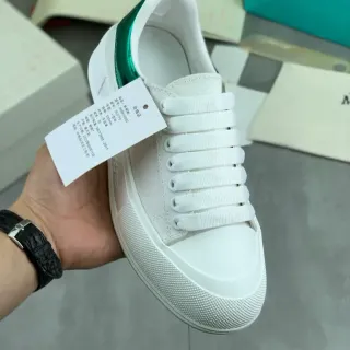 Alexander McQueen Oversized Sneaker White Green Canvas Upper Thick Textured Rubber Sole Lifestyle Sneakers