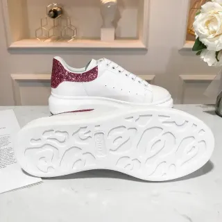 Alexander McQueen Oversized Sneaker White Pink Platform Sole Smooth Leather Upper Lifestyle Sneakers