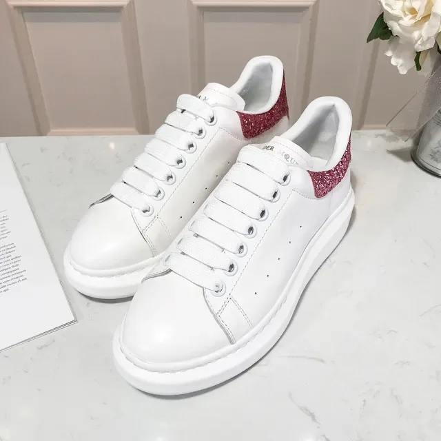 Alexander McQueen Oversized Sneaker White Pink Platform Sole Smooth Leather Upper Lifestyle Sneakers 2