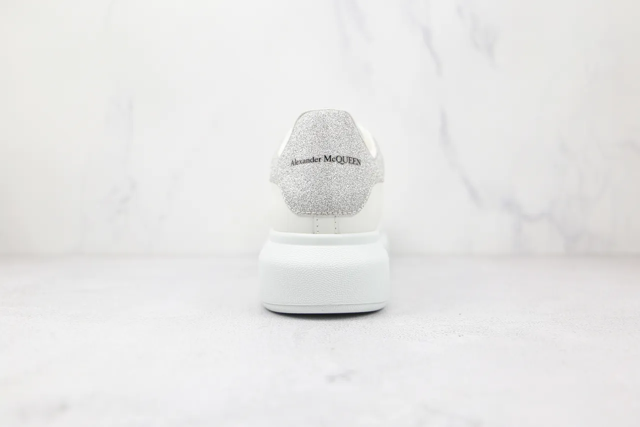 Alexander McQueen Oversized Sneaker White Silver Platform Smooth Leather Upper Lifestyle Sneakers 2