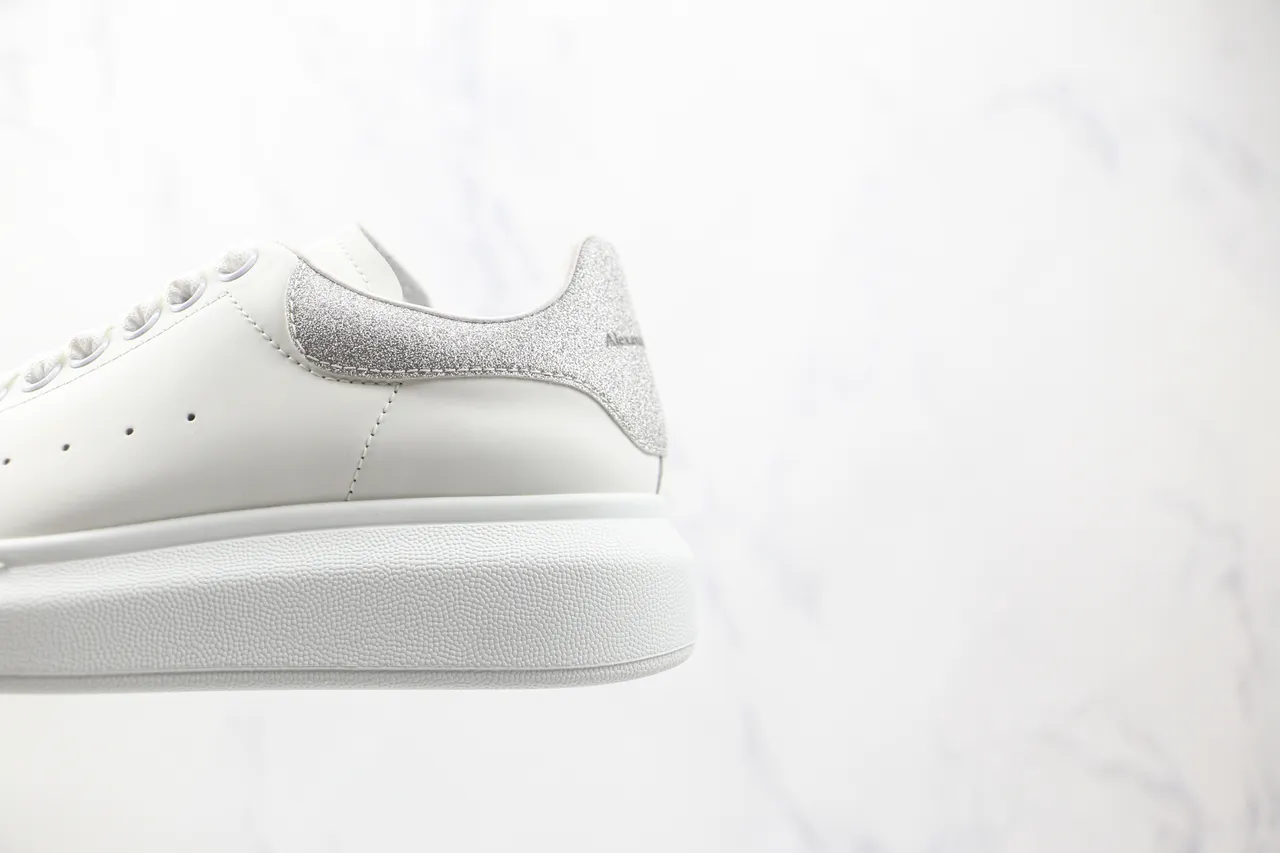 Alexander McQueen Oversized Sneaker White Silver Platform Smooth Leather Upper Lifestyle Sneakers 4
