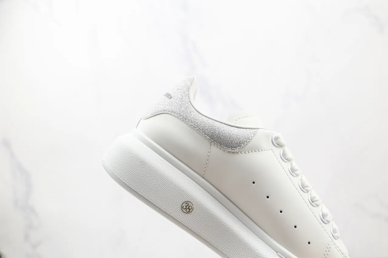 Alexander McQueen Oversized Sneaker White Silver Platform Smooth Leather Upper Lifestyle Sneakers 6