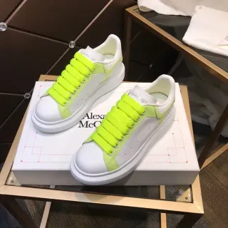 Alexander McQueen Oversized Sneaker White Yellow Platform Sole Neon Lime Green Laces Lifestyle Sneakers