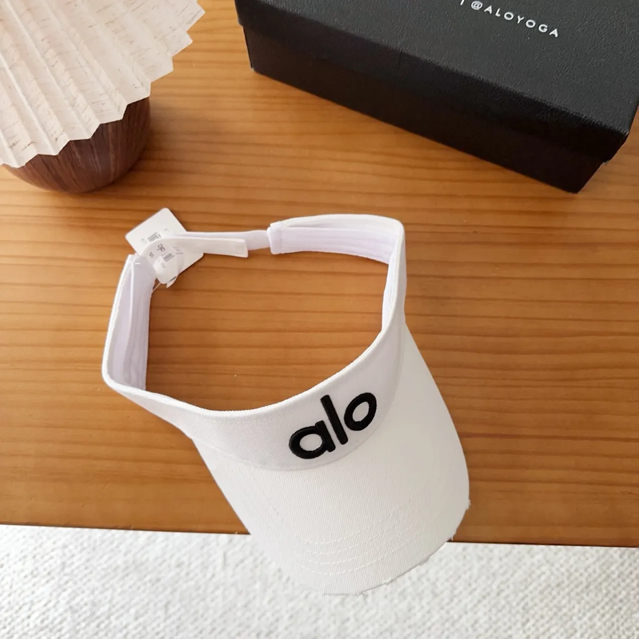Alo White Black Minimalist Embroidered Logo Baseball Cap 5