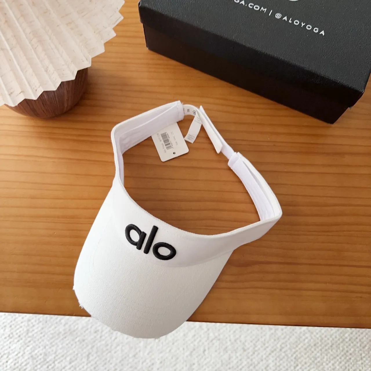Alo White Black Minimalist Embroidered Logo Baseball Cap 6
