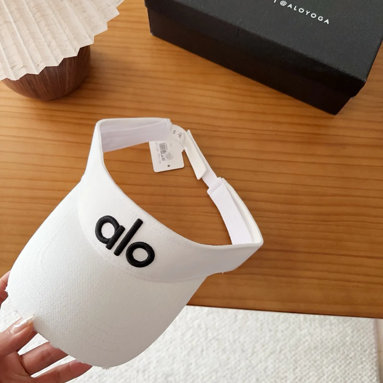 Alo White Black Minimalist Embroidered Logo Baseball Cap 7