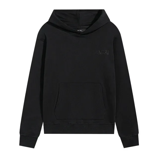 AMI Paris Black Gray Minimalist Tonal Logo Hoodie 6