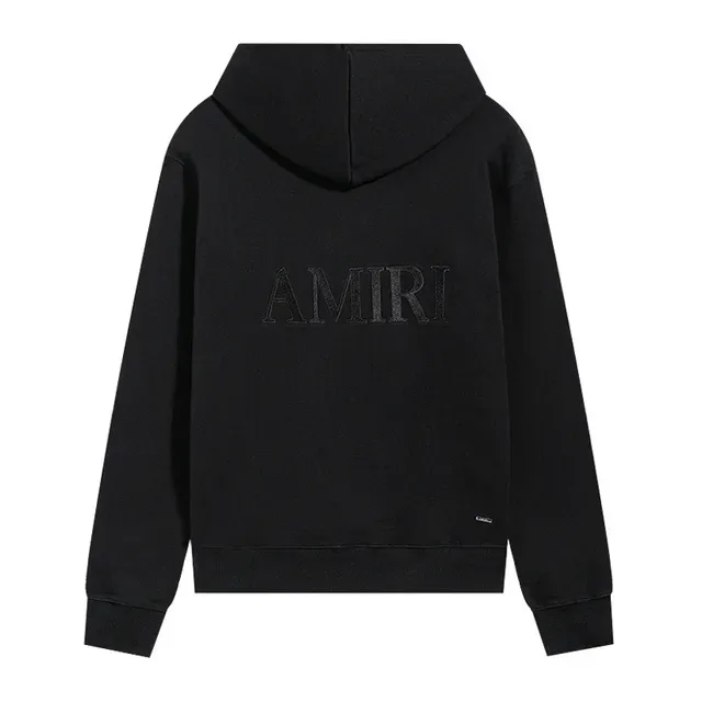 AMI Paris Black Gray Minimalist Tonal Logo Hoodie 7