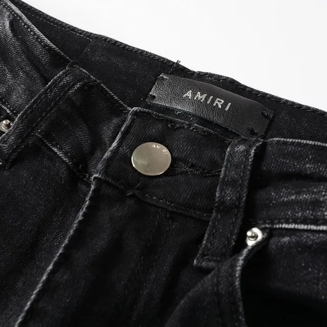 Amiri calças jeans pretas cinza distressed slim fit 10