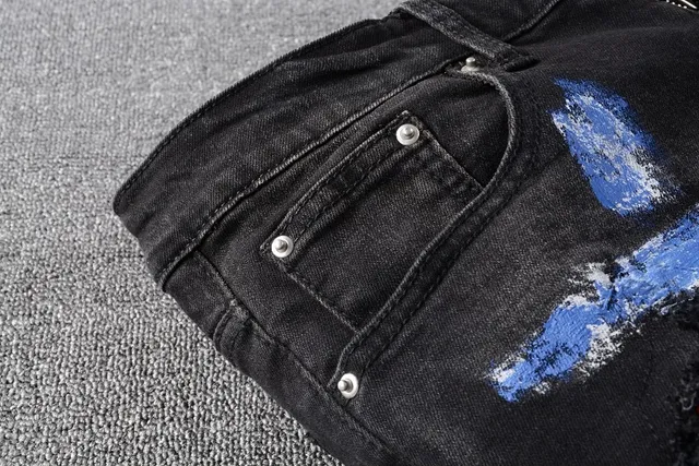 Amiri Black Multicolor Distressed Paint-Splatter Jeans 10