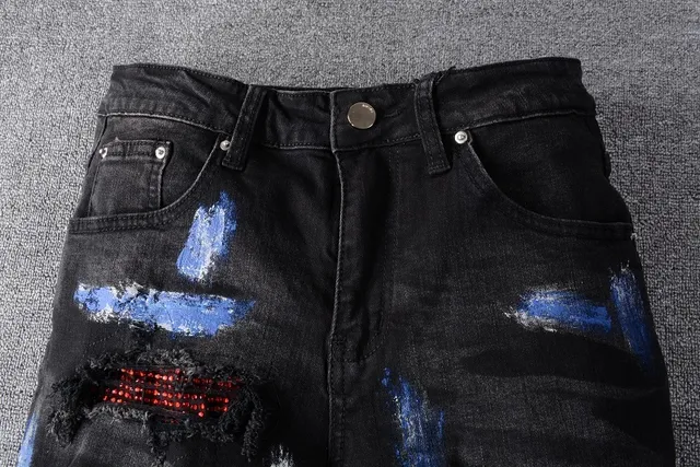 Amiri Black Multicolor Distressed Paint-Splatter Jeans 15