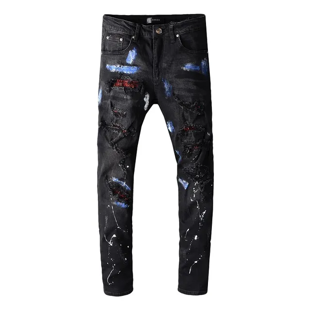 Amiri Black Multicolor Distressed Paint-Splatter Jeans 16