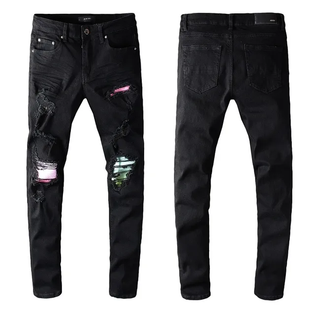 Amiri Destroyed Black Multicolor Distressed Ripped Jeans 1