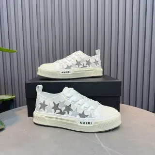 Amiri MA Court White and Silver Star Lifestyle Sneakers