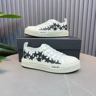 Amiri White Black Low-Top Star-Appliqué Lifestyle Sneakers