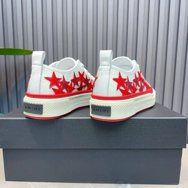 Amiri সাদা লাল Low-Top Platform Sole Lifestyle Sneakers 3